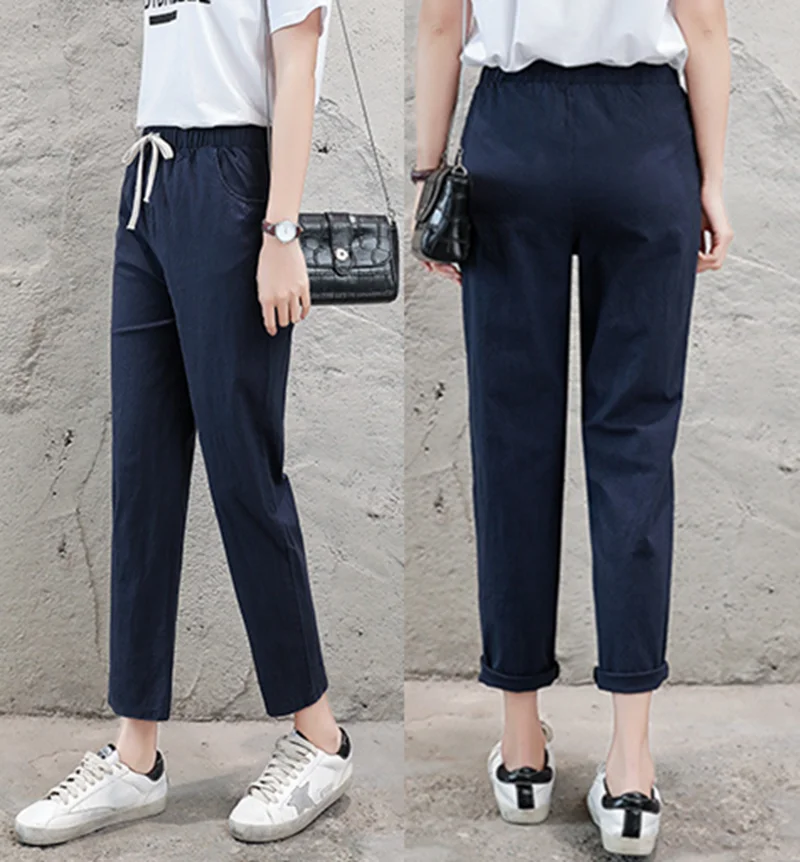 Slimming Effect Cotton Linen Casual Pants Loose Wide Leg Thin Material Color Nine Points Harlan Trousers for Women
Slimming Effect Cotton Linen Casual Pants Loose Wide Leg Thin Material Color Nine Points Harlan Trousers for Women