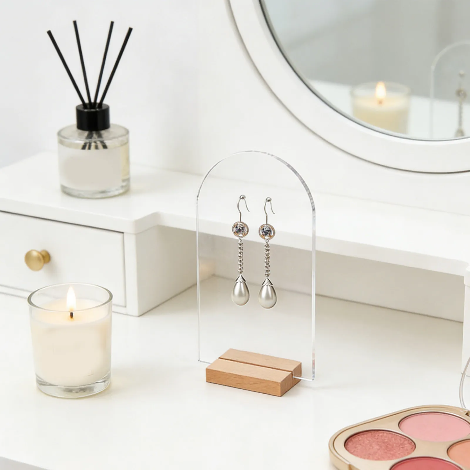 1Set Jewelry Earring Display Stand Wooden Base Acrylic Holder Organizer for Retail Counters and Window Jewelry Display
1Set Jewelry Earring Display Stand Wooden Base Acrylic Holder Organizer for Retail Counters and Window Jewelry Display
