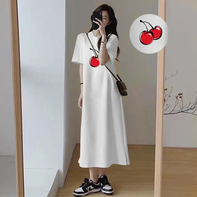 Women Casual Cherry Print Split Hem T Shirt Dress Loose O Neck Short Sleeve Long Tee Dresses Summer Daily Lazy Maxi Dress
Women Casual Cherry Print Split Hem T Shirt Dress Loose O Neck Short Sleeve Long Tee Dresses Summer Daily Lazy Maxi Dress