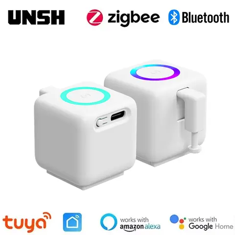 Type-C Rechargeable Tuya Zigbee/Bluetooth Smart Fingerbot With RGB Halo Senses Touchlessly Robot Switch Via Alexa Google Home