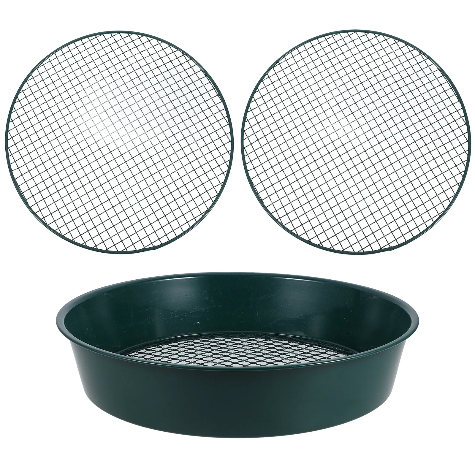 1Set Heavy-Duty Iron Soil Sifter with Rolled Edges and 3 Hole Sizes for Soil Screening Sand Sifting Gravel Filtering Compost
1Set Heavy-Duty Iron Soil Sifter with Rolled Edges and 3 Hole Sizes for Soil Screening Sand Sifting Gravel Filtering Compost