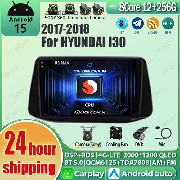 Android 16 Carplay Auto Qualcomm 2K QLED Screen Car Radio Player For HYUNDAI I30 2017-2018 GPS Stereo BT Wifi 4G Navigation DSP
Android 16 Carplay Auto Qualcomm 2K QLED Screen Car Radio Player For HYUNDAI I30 2017-2018 GPS Stereo BT Wifi 4G Navigation DSP