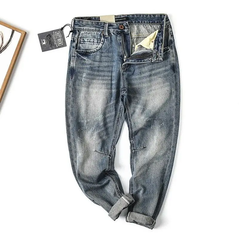 Мужские джинсы прямого кроя в стиле ретро, молодежные, из смесового хлопка, износостойкие брюки для работы и спорта
Мужские джинсы прямого кроя в стиле ретро, молодежные, из смесового хлопка, износостойкие брюки для работы и спорта