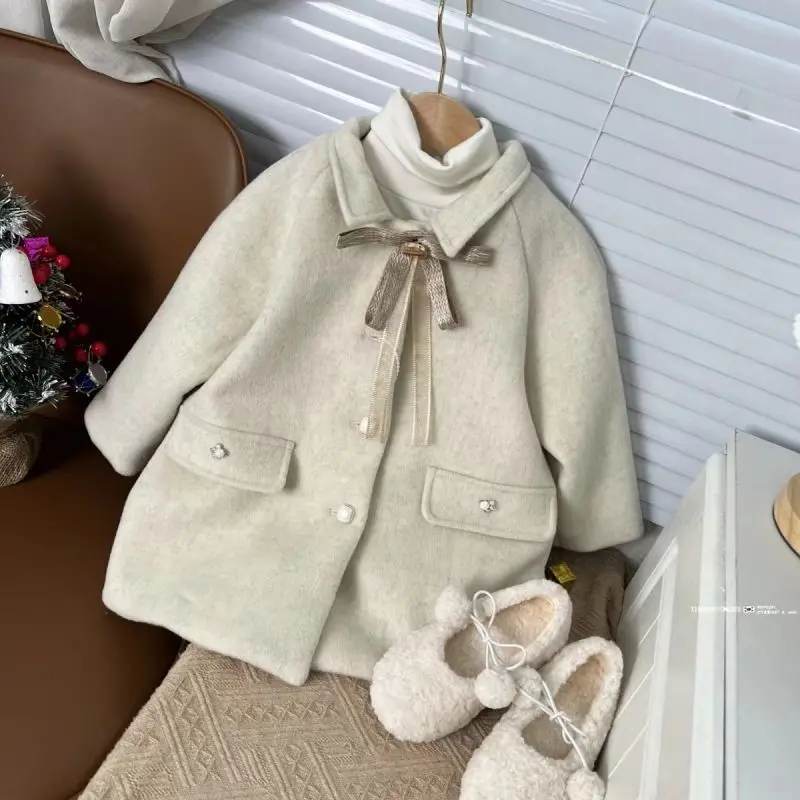 Baby Girl Woolen Coat Long Pearl Button Warm Jacket Child Lapel Bowknot Coat Spring Autumn Winter Baby Outwear Clothes 1-10Y
Baby Girl Woolen Coat Long Pearl Button Warm Jacket Child Lapel Bowknot Coat Spring Autumn Winter Baby Outwear Clothes 1-10Y