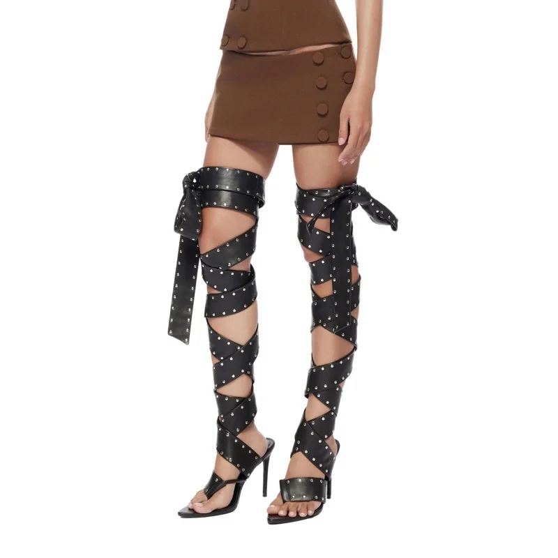 Sexy Rivet Wrap Around Leg Women's Over-the-knee Boots Pointed Toe Punk Style Femme Long Boots High Heel Thong Shoes For Party
Sexy Rivet Wrap Around Leg Women's Over-the-knee Boots Pointed Toe Punk Style Femme Long Boots High Heel Thong Shoes For Party