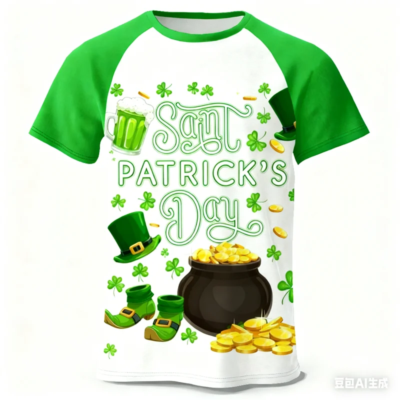St. Patrick's Day Element Men's T-shirt Summer Loose Breathable O-Neck Short Sleeve 3D Four-leaf Clover Printed Unisex Clothing
St. Patrick's Day Element Men's T-shirt Summer Loose Breathable O-Neck Short Sleeve 3D Four-leaf Clover Printed Unisex Clothing