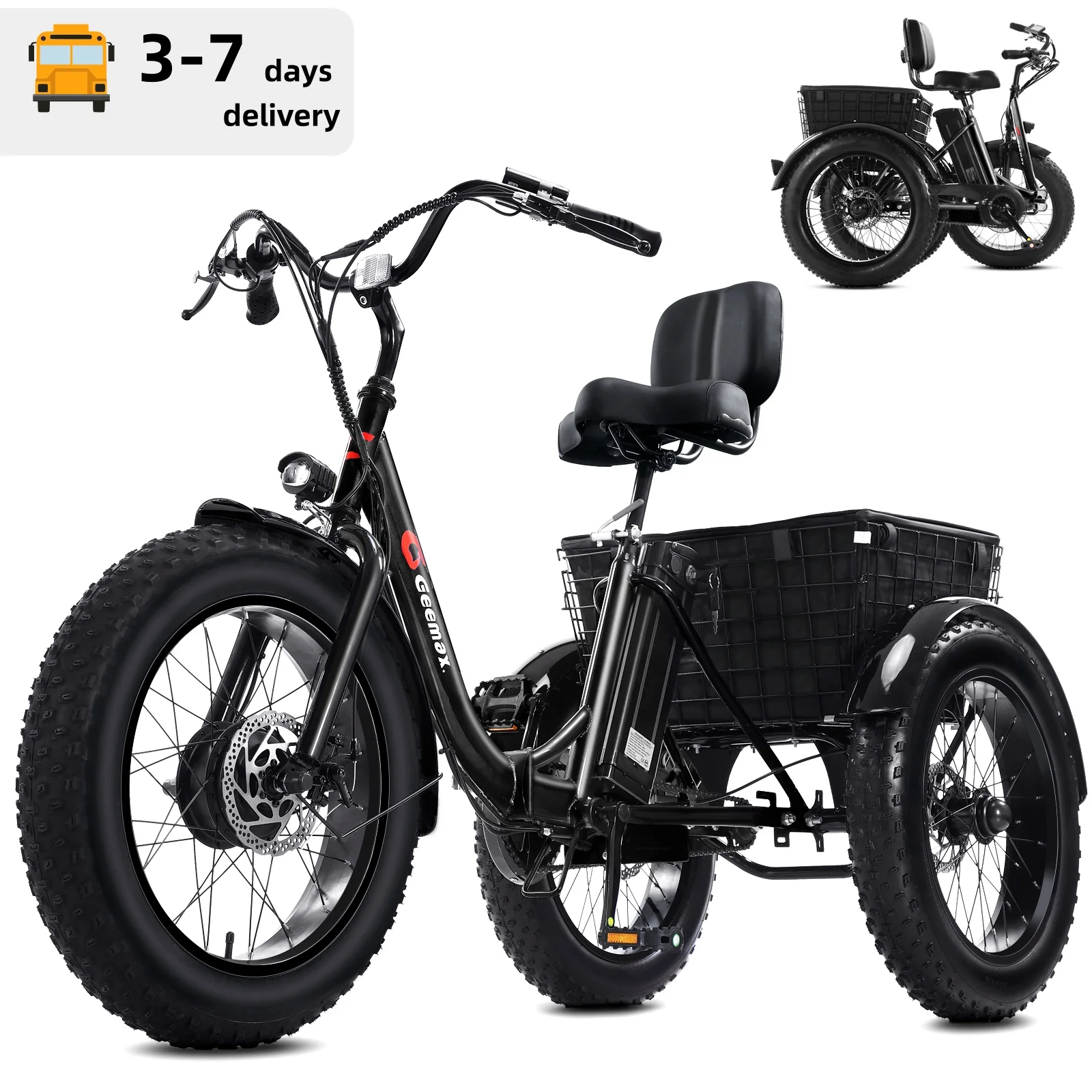 Foldable Adult Electric Tricycle Features a 500W Motor, a 36V 15AH Battery, 20-inch Tires, and an Extra-large Rear Basket, Making It Ideal for Shopping and Everyday Use
Foldable Adult Electric Tricycle Features a 500W Motor, a 36V 15AH Battery, 20-inch Tires, and an Extra-large Rear Basket, Making It Ideal for Shopping and Everyday Use