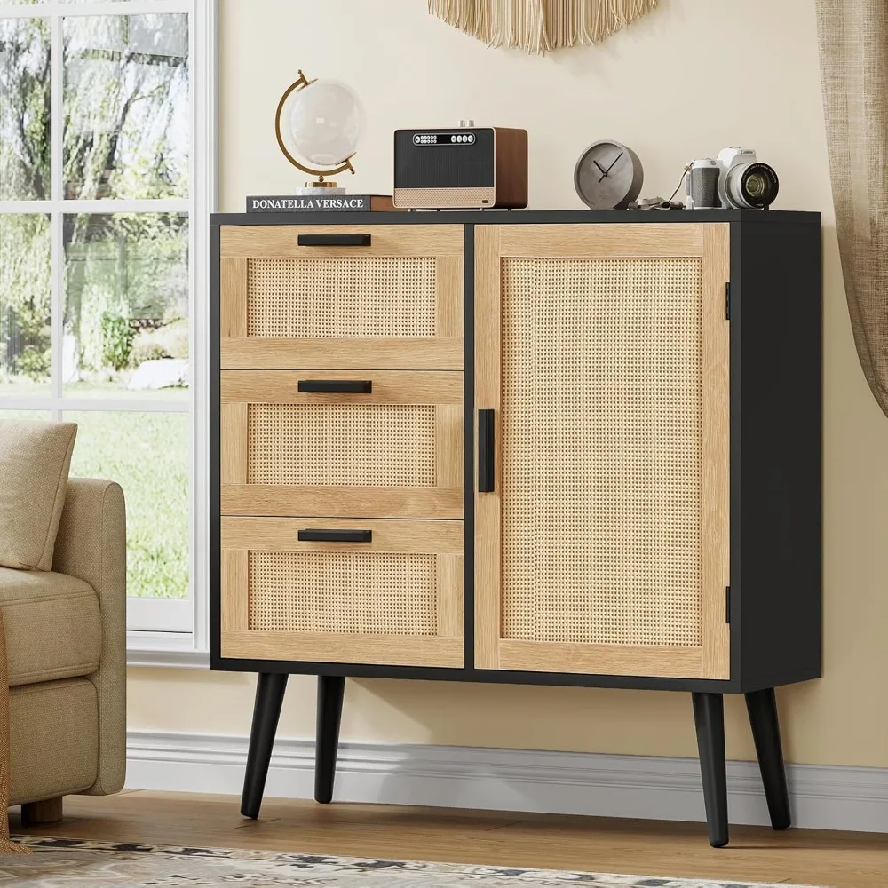 Storage Cabinet with Rattan Door & 3 Drawers, Rattan Cabinet with Adjustable Shelf, Sideboard Buffet Cabinets with, Customized
Storage Cabinet with Rattan Door & 3 Drawers, Rattan Cabinet with Adjustable Shelf, Sideboard Buffet Cabinets with, Customized
