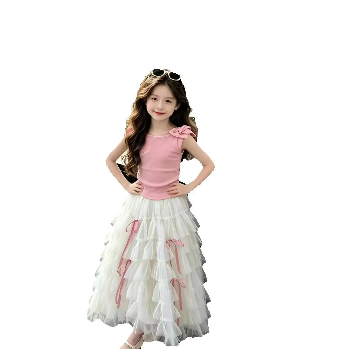 Girls' Summer Set New 2026 Summer Children's Sweet Sleeveless Tank Top Yarn Skirt Stylish Two Piece Set
Girls' Summer Set New 2026 Summer Children's Sweet Sleeveless Tank Top Yarn Skirt Stylish Two Piece Set