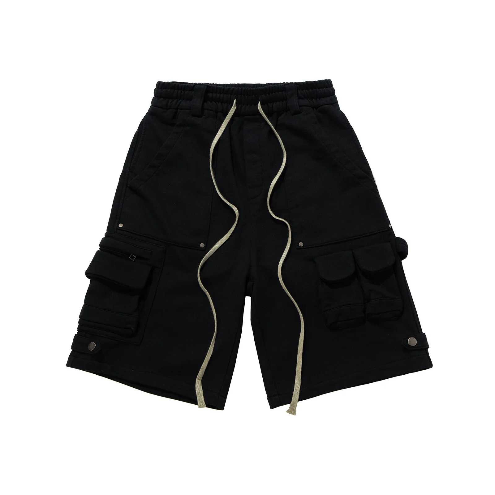 Ro Style Multi-pockets Drawstring Black Cargo Pants for Men and Women Hip Hop Solid Color Casual Baggy Five Point Pants
Ro Style Multi-pockets Drawstring Black Cargo Pants for Men and Women Hip Hop Solid Color Casual Baggy Five Point Pants