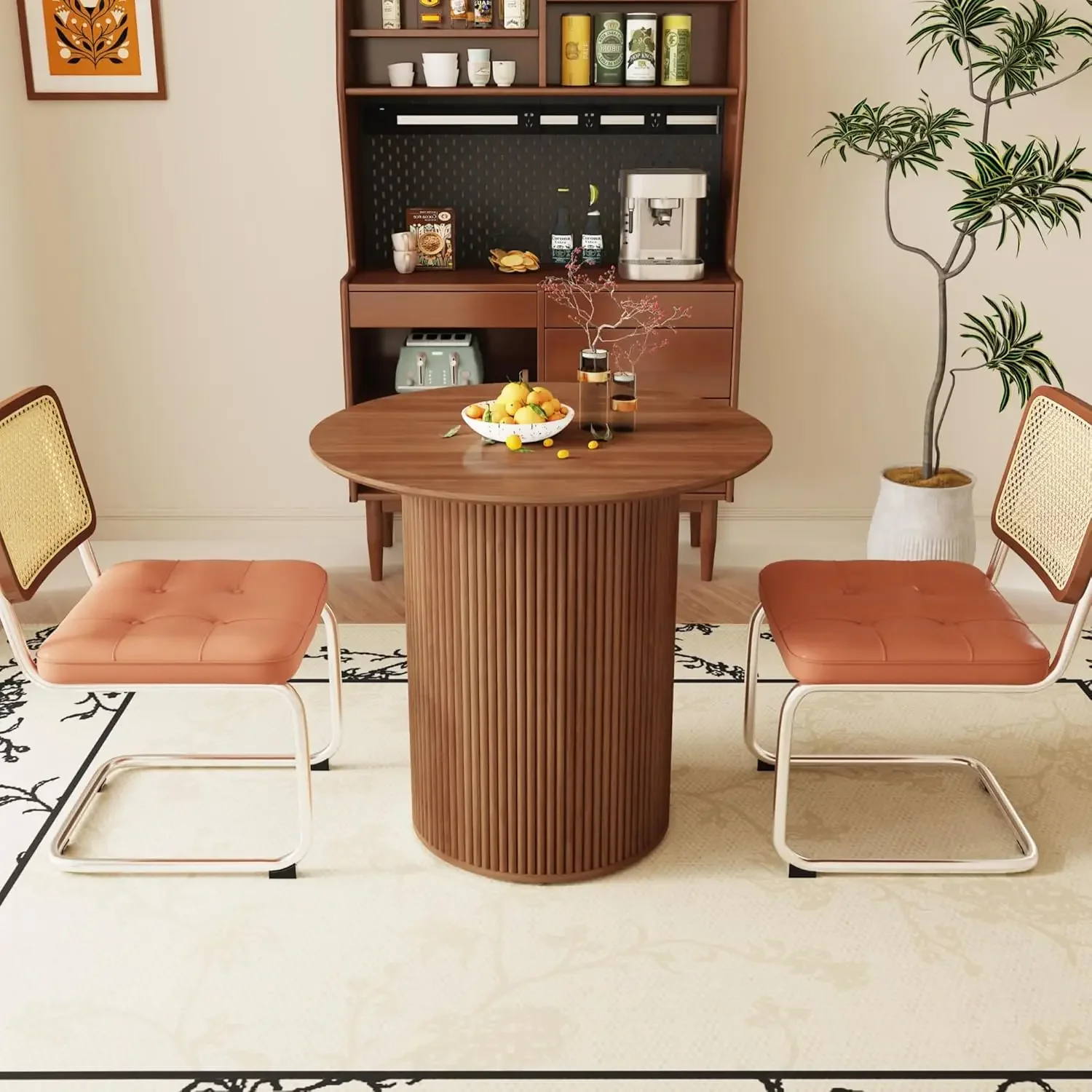 31.5" Round Dining Table for 2 People, Small Kitchen Dinner Table with Fluted Wood Base, Farmhouse Circle Dining, Customized
31.5" Round Dining Table for 2 People, Small Kitchen Dinner Table with Fluted Wood Base, Farmhouse Circle Dining, Customized