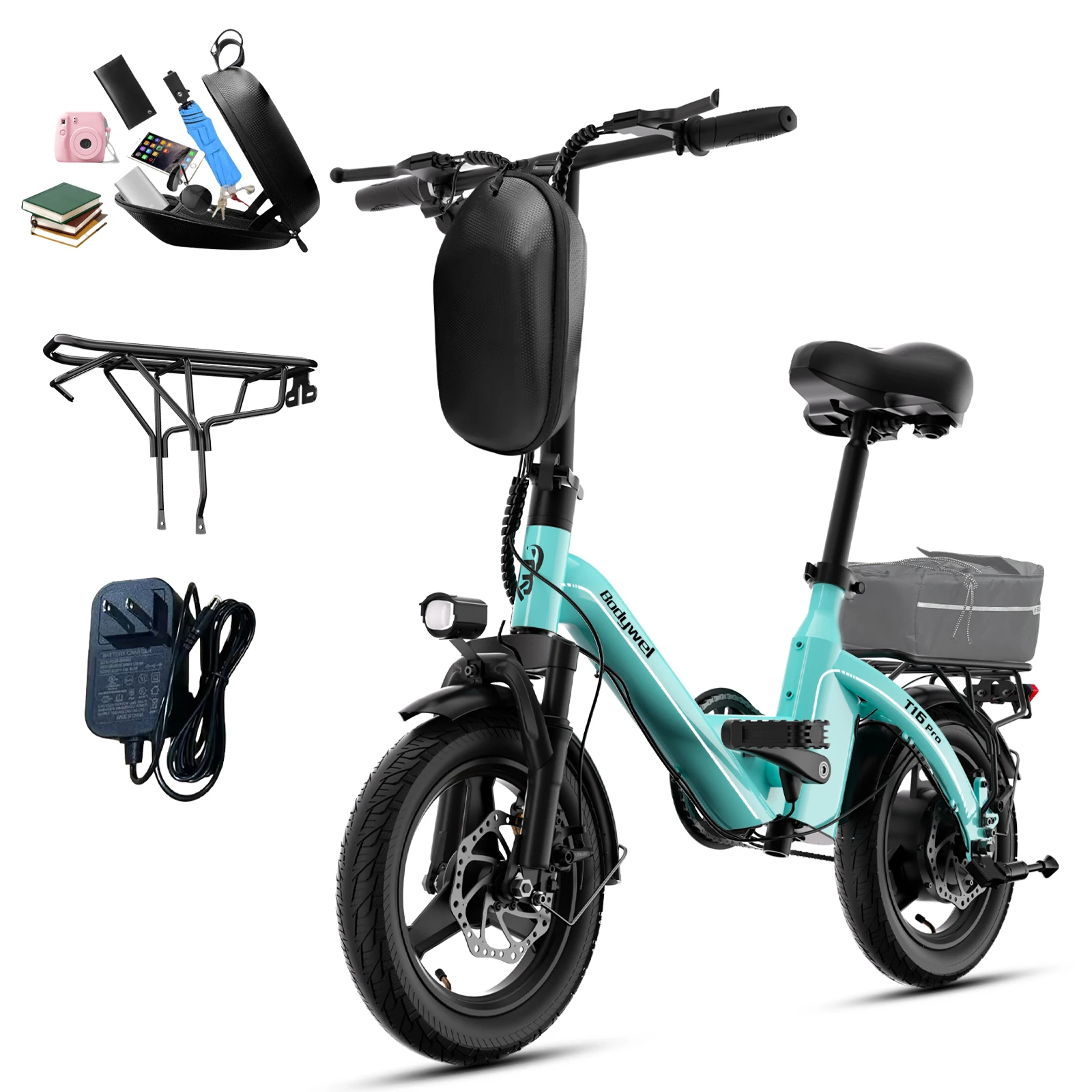 Folding Electric Bike 400W for Adults, Bodywel T16pro 36V 10Ah Long Range 30 Miles Commuter E-Bicycle, Compact Foldable ebike Dual Disc Brakes for Teens US stock
Folding Electric Bike 400W for Adults, Bodywel T16pro 36V 10Ah Long Range 30 Miles Commuter E-Bicycle, Compact Foldable ebike Dual Disc Brakes for Teens US stock