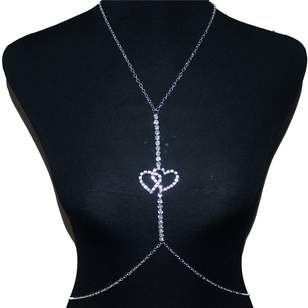 Unique Double Heart Rhinestone Chest Chain Sexy Fashion Shiny Crystal Bra Necklace Ladies Exquisite Body Chain Jewelry Wholesale
Unique Double Heart Rhinestone Chest Chain Sexy Fashion Shiny Crystal Bra Necklace Ladies Exquisite Body Chain Jewelry Wholesale