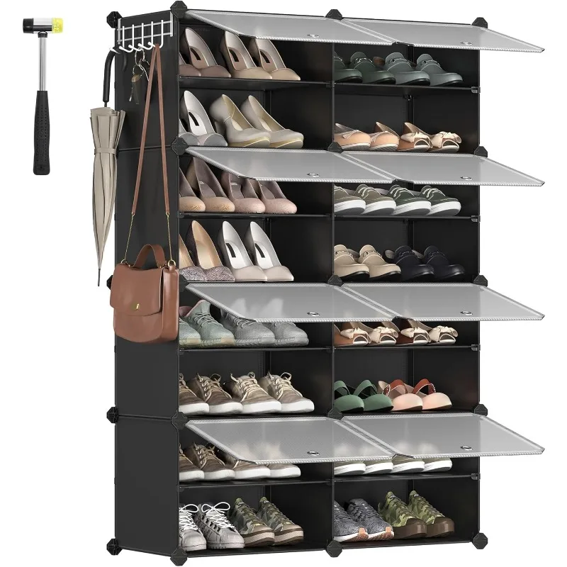 Shoe Rack, 8 Cubes Shoe Organizer with Doors, 32 Pair Plastic Shoe Storage Cabinet
Shoe Rack, 8 Cubes Shoe Organizer with Doors, 32 Pair Plastic Shoe Storage Cabinet