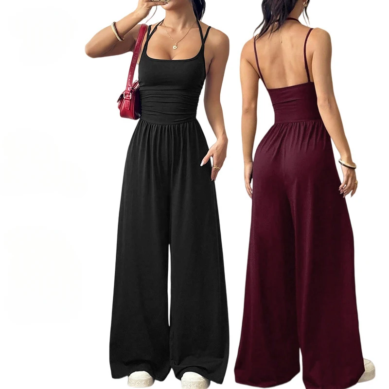 Women's strapless bra-and-pant set pants, summer wide-leg loose pants, casual one-piece pants
Women's strapless bra-and-pant set pants, summer wide-leg loose pants, casual one-piece pants