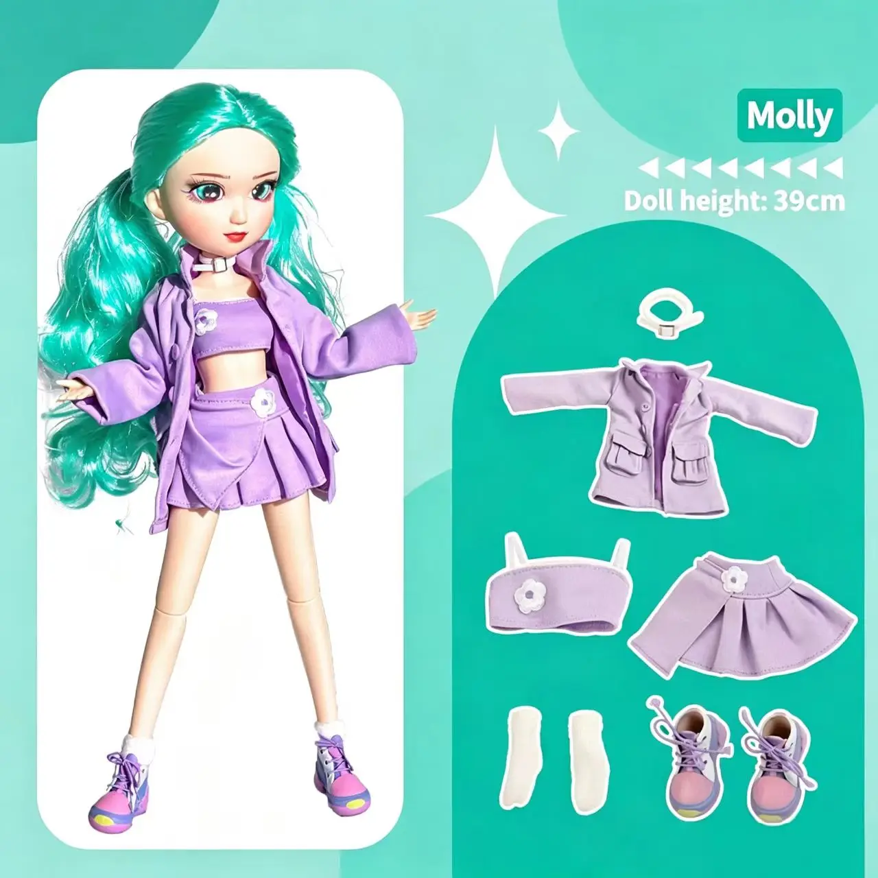 Fashion Doll Original 5-inch BJD Doll: Beiji Dihua'er Cute Art Figure with Articulated Joints and Doll Clothes
Fashion Doll Original 5-inch BJD Doll: Beiji Dihua'er Cute Art Figure with Articulated Joints and Doll Clothes