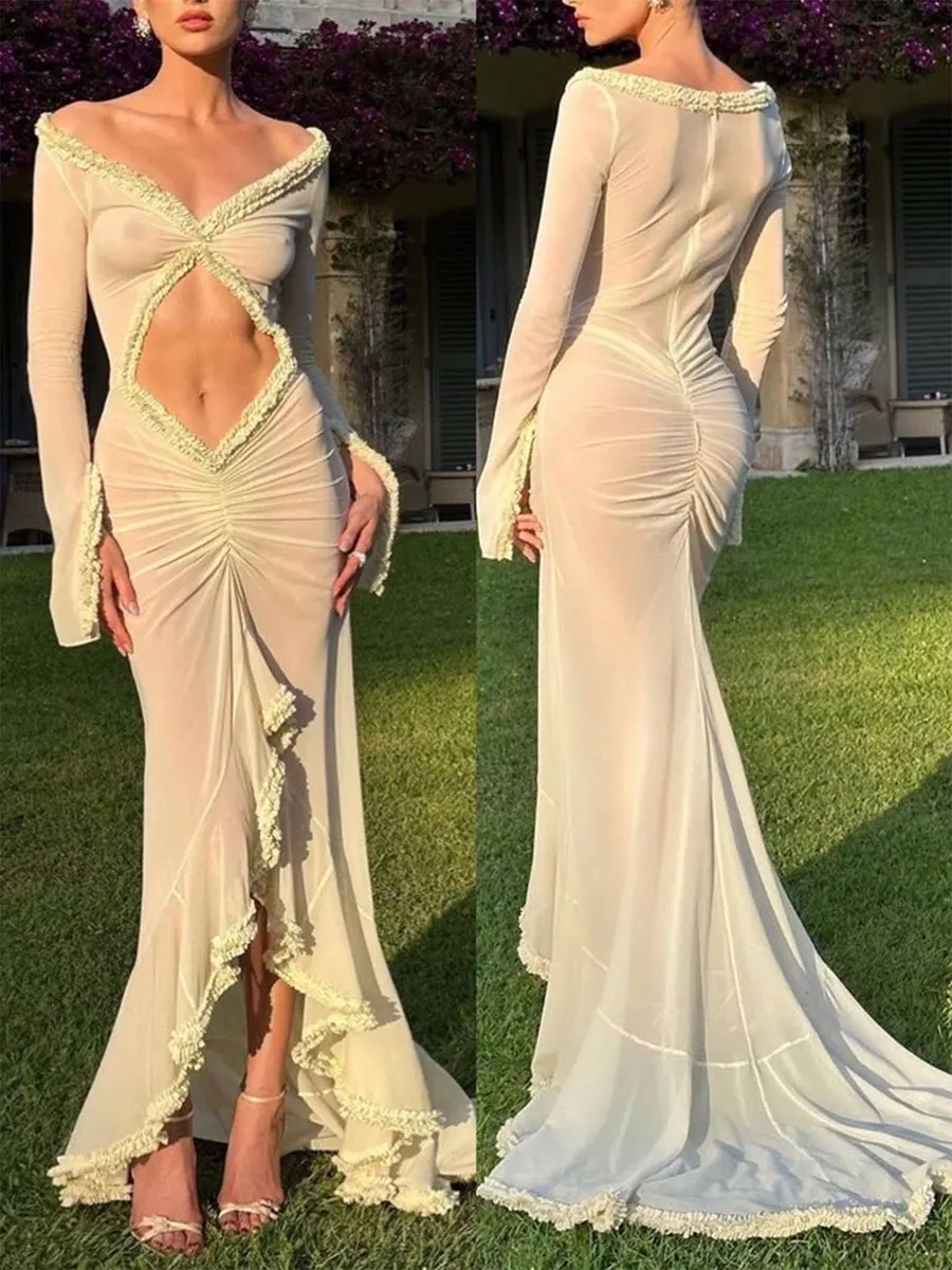 Sexy Hollow Out Mesh Sheer Babydoll Lingerie Long Dress for Women Long Sleeve V Neck Nightwear Long Gown Frill Trim Club Dresses
Sexy Hollow Out Mesh Sheer Babydoll Lingerie Long Dress for Women Long Sleeve V Neck Nightwear Long Gown Frill Trim Club Dresses