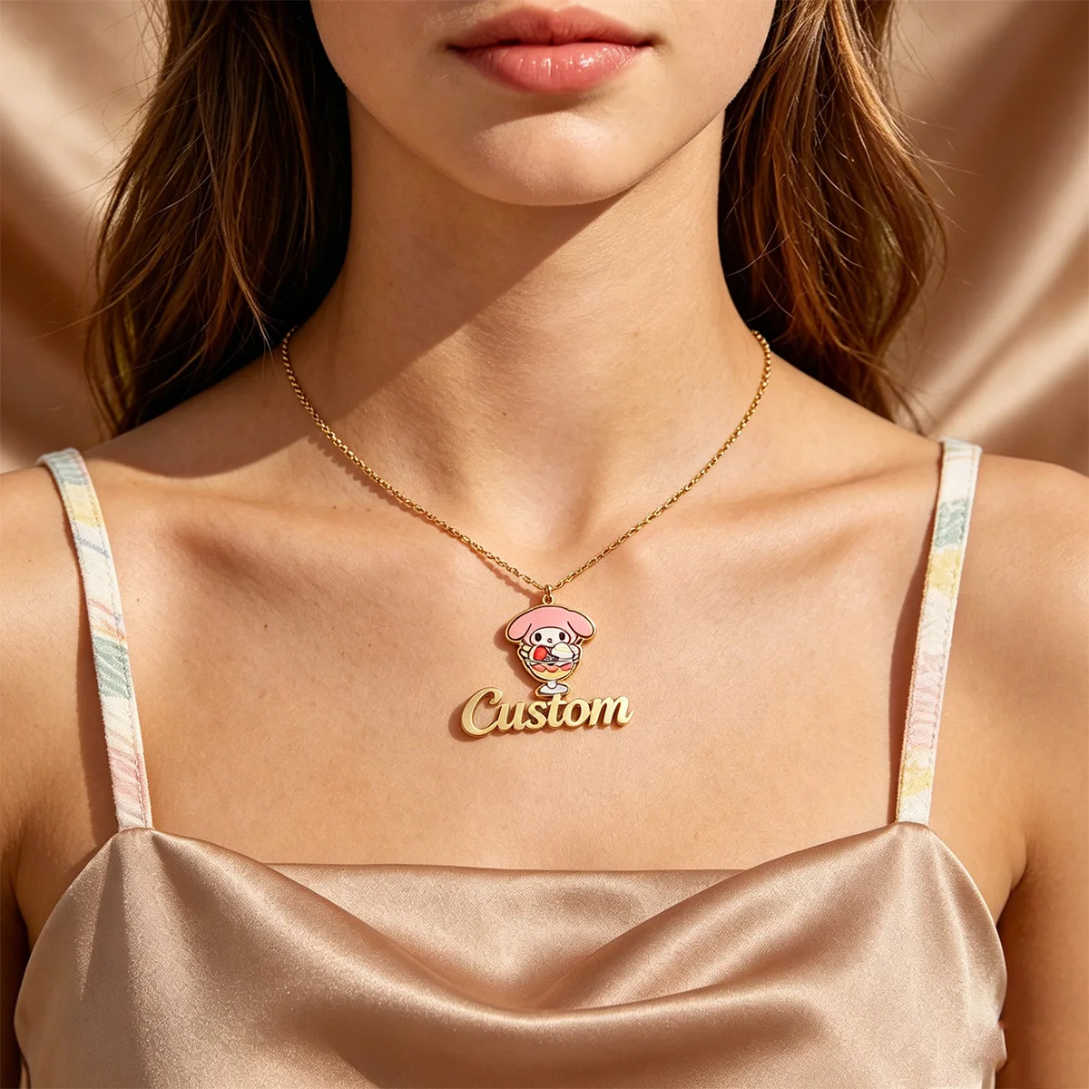 Cute Pink Ice Cream Melody Custom Name Necklace for Women Gold Color Stainless Steel Letter Necklace Summer Party Jewelry Gift
Cute Pink Ice Cream Melody Custom Name Necklace for Women Gold Color Stainless Steel Letter Necklace Summer Party Jewelry Gift