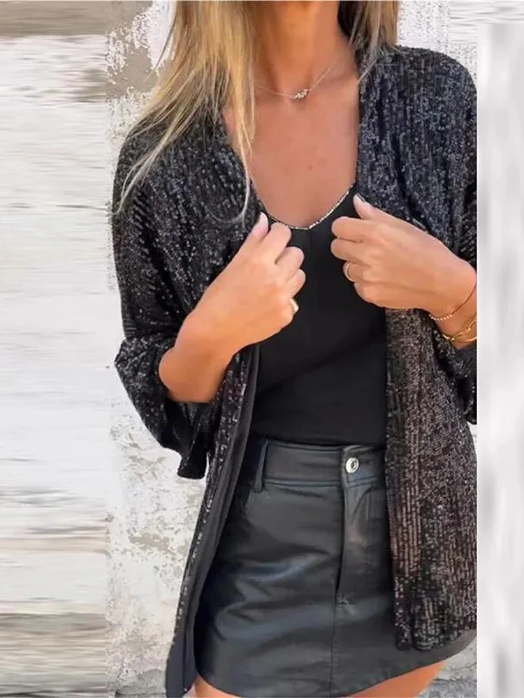 2024 Women Sequins Shinny Glitter Jackets Party Fashion Long Sleeve Autumn Beautiful Outwear Elegant V-Neck Solid Color Coats
2024 Women Sequins Shinny Glitter Jackets Party Fashion Long Sleeve Autumn Beautiful Outwear Elegant V-Neck Solid Color Coats