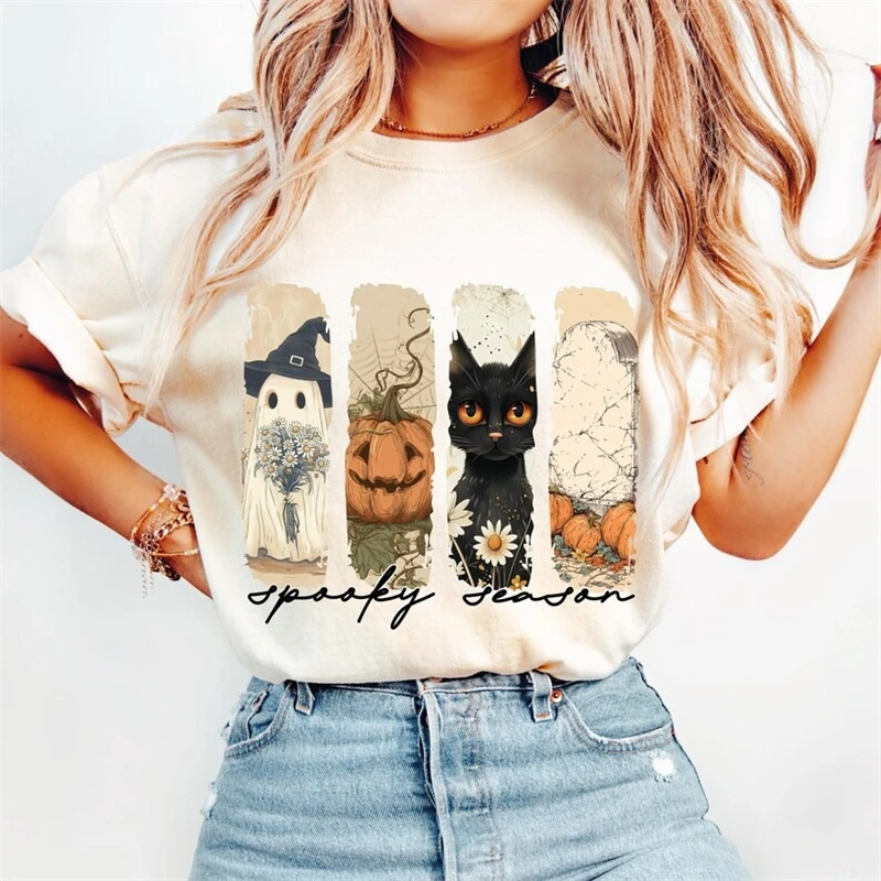 Harajuku Printed Halloween New T-Shirt Street Cute Ghost Pumpkin Cat Printed Pattern Summer Trendy Versatile Clothing White Top
Harajuku Printed Halloween New T-Shirt Street Cute Ghost Pumpkin Cat Printed Pattern Summer Trendy Versatile Clothing White Top