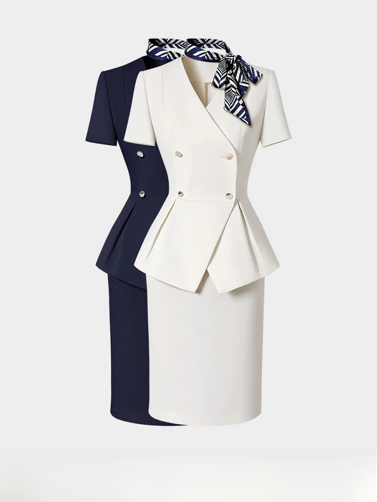 Summer Thin Short Sleeve Professional Suit Women's Workwear Property Case Hotel Front Desk Reception Uniform Ensemble
Summer Thin Short Sleeve Professional Suit Women's Workwear Property Case Hotel Front Desk Reception Uniform Ensemble