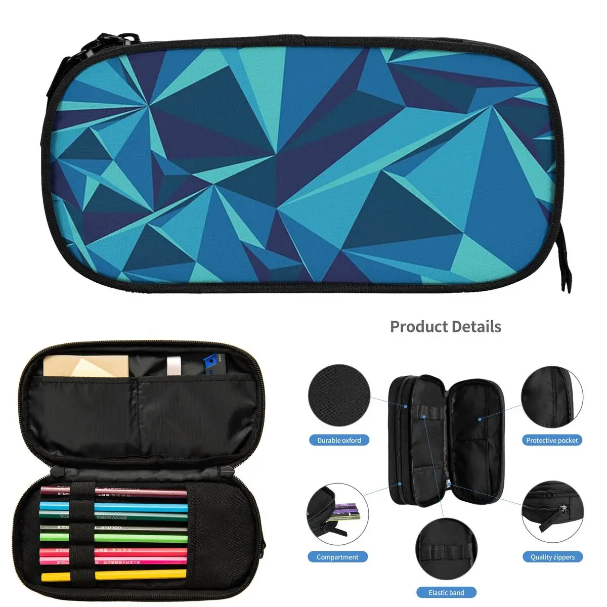 Blue Triangles Shiny Diamonds Geometric Crystal Pencil Cases for Students Gifts Pen Box Pencil Bag Large Capacity Pencil Pouch
Blue Triangles Shiny Diamonds Geometric Crystal Pencil Cases for Students Gifts Pen Box Pencil Bag Large Capacity Pencil Pouch