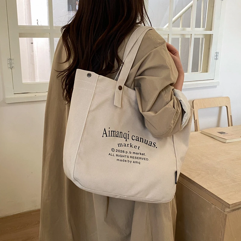 New Canvas Tote Bag for Women, Large Capacity Letter Print Fashion Casual Shoulder Bag, Versatile Daily School Commute Handbag
New Canvas Tote Bag for Women, Large Capacity Letter Print Fashion Casual Shoulder Bag, Versatile Daily School Commute Handbag