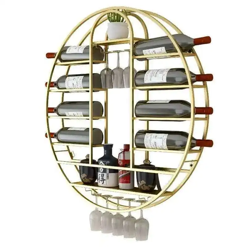 Nordic Round Wall-mounted Wine Rack Home Storage Rack with Wine Glass Holder Modern Bar Furniture Luxury Gold Iron Wine Cabinets
Nordic Round Wall-mounted Wine Rack Home Storage Rack with Wine Glass Holder Modern Bar Furniture Luxury Gold Iron Wine Cabinets