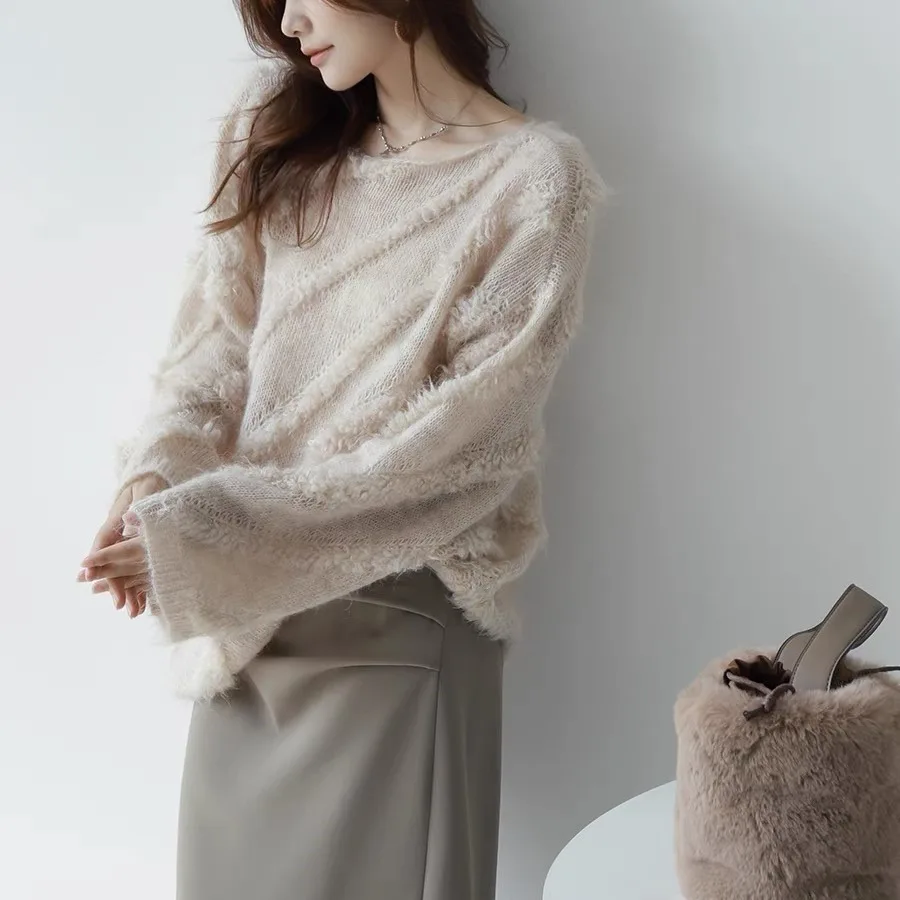 Women Pullovers Sweaters Knitted Solid Jumpers Slash Neck Long Sleeves Slight Strech Loose Fit Casual Office 2026 Autumn Winter
Women Pullovers Sweaters Knitted Solid Jumpers Slash Neck Long Sleeves Slight Strech Loose Fit Casual Office 2026 Autumn Winter