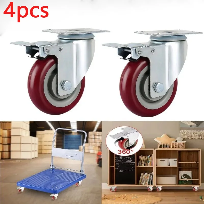 4Pcs 4 inch Caster Wheel Heavy Universal 360° Swivel Silent Brake Wheels Caster Furniture Wear Platform Trolley Household
4Pcs 4 inch Caster Wheel Heavy Universal 360° Swivel Silent Brake Wheels Caster Furniture Wear Platform Trolley Household