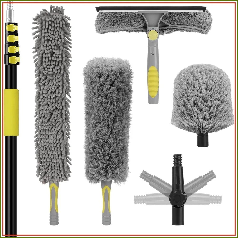26FT High Ceiling Duster Kit with Extension Pole, Fan Blade Cleaner, Cobweb Duster, Window Squeegee, Spider Web Brush for High Windows & Interior Roof
26FT High Ceiling Duster Kit with Extension Pole, Fan Blade Cleaner, Cobweb Duster, Window Squeegee, Spider Web Brush for High Windows & Interior Roof