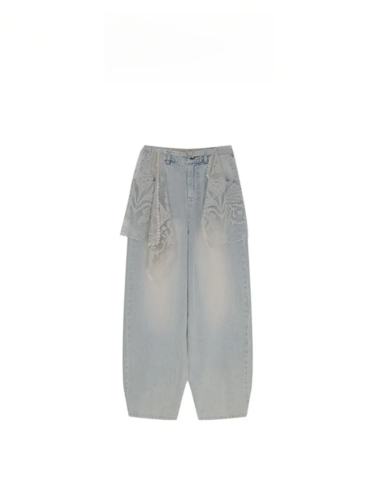 Spring 2026 Women's Fashionable Design Detachable Lace Jeans Loose Wide Leg Long Pants High Waist Straight Leg Non-Stretch
Spring 2026 Women's Fashionable Design Detachable Lace Jeans Loose Wide Leg Long Pants High Waist Straight Leg Non-Stretch