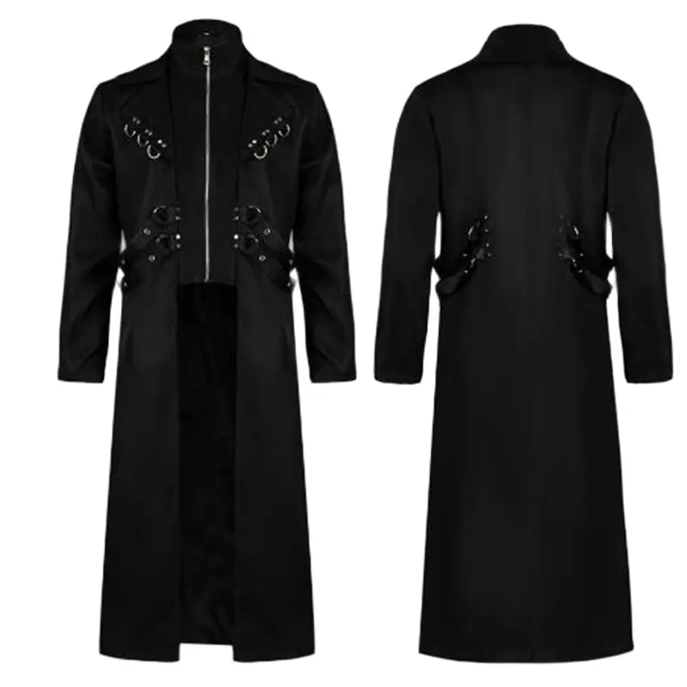 Man Trench Coat Black Men's Jacket Steampunk Windbreaker Gothic Clothing Halloween Costume Punk Outerwear Medieval
Man Trench Coat Black Men's Jacket Steampunk Windbreaker Gothic Clothing Halloween Costume Punk Outerwear Medieval