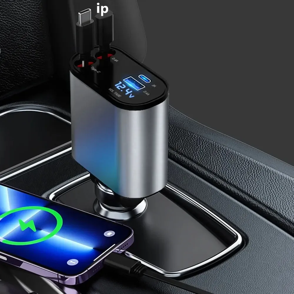 100W Car Charger Car Super Fast Charge Flash Charging, Telescopic Cable Four-in-one Point Smoker Car Charging
100W Car Charger Car Super Fast Charge Flash Charging, Telescopic Cable Four-in-one Point Smoker Car Charging
