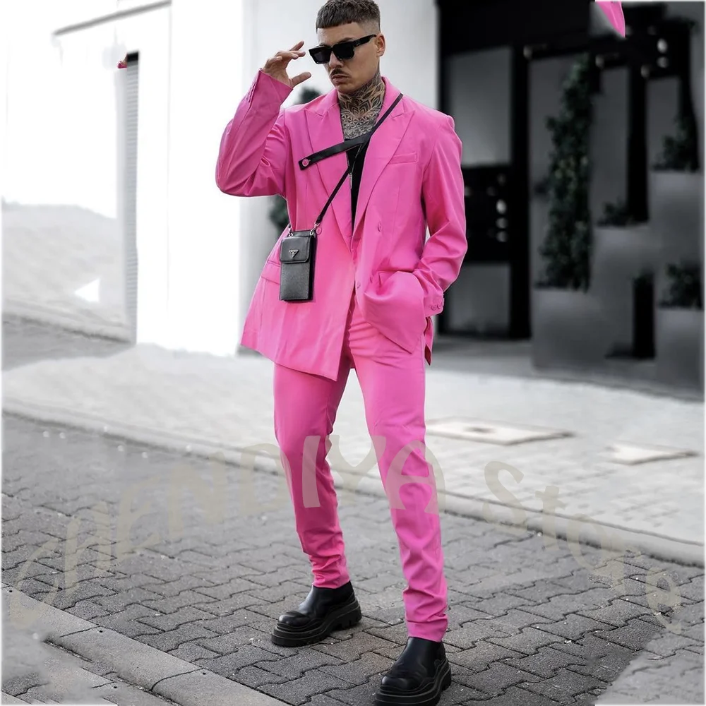 New Fashion Hot Pink Men Suit Set Oversized Double Breasted Blazer Slim Fit Pants Streetwear Formal Prom Party 2 Piece Outfit
New Fashion Hot Pink Men Suit Set Oversized Double Breasted Blazer Slim Fit Pants Streetwear Formal Prom Party 2 Piece Outfit