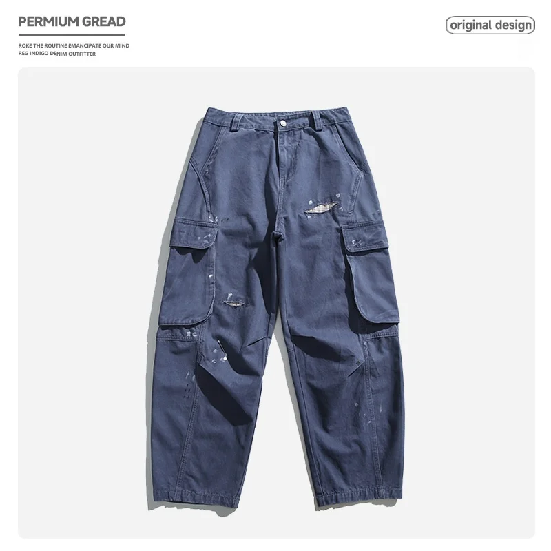 Retro Japanese Sle Workwear Pants Men's Loose Straight Leg Waed Denim Patched Utili Trousers Trendy Long Trousers
Retro Japanese Sle Workwear Pants Men's Loose Straight Leg Waed Denim Patched Utili Trousers Trendy Long Trousers