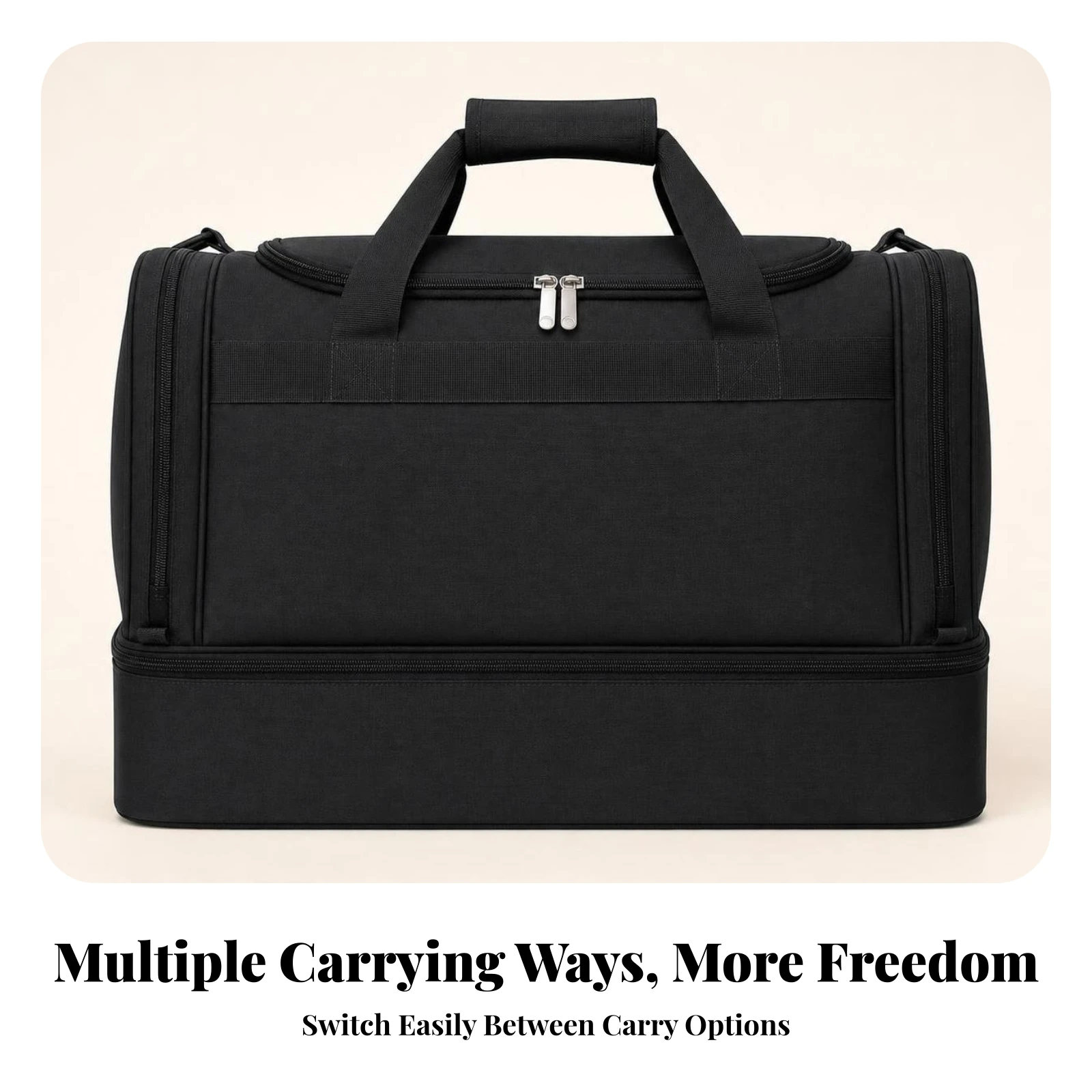 Side Zipper Openings Two-Tone Duffel Bag Rectangular Shape Structured Travel Duffel Bag
Side Zipper Openings Two-Tone Duffel Bag Rectangular Shape Structured Travel Duffel Bag