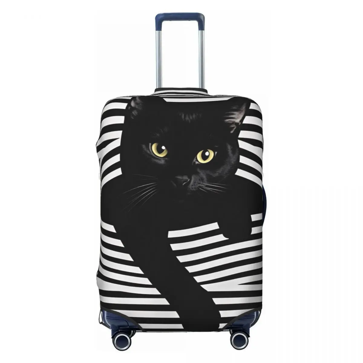 Black Cat Hiding Behind Black White Striped Blinds Art Suitcase Cover Travel Protection Holiday Practical Luggage Accesories
Black Cat Hiding Behind Black White Striped Blinds Art Suitcase Cover Travel Protection Holiday Practical Luggage Accesories