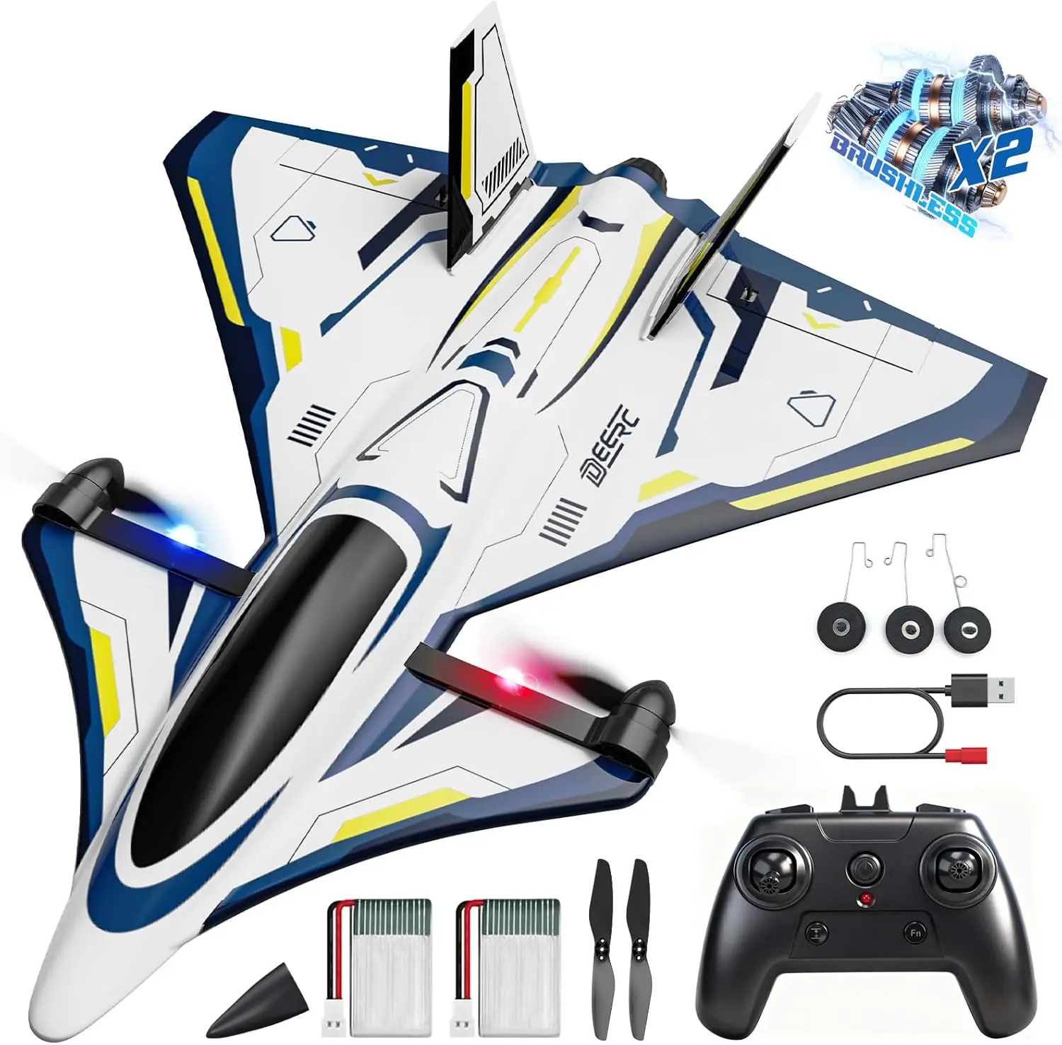 Brushless 4CH RC Plane with LED Lights, RTF Sci-Fi Remote Control Jet Hobby Aircraft, 2.4GHz 6-Axis Gyro Stabilizer EPP Glider, Aerobatic Toy for Adults, Beginners, and Advanced Pilots
Brushless 4CH RC Plane with LED Lights, RTF Sci-Fi Remote Control Jet Hobby Aircraft, 2.4GHz 6-Axis Gyro Stabilizer EPP Glider, Aerobatic Toy for Adults, Beginners, and Advanced Pilots