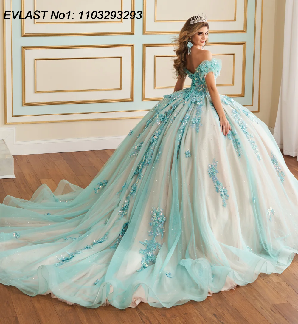 EVLAST Customized Glitter Mint Ball Gown Quinceanera Dress Floral Applique Beading Corset Sweet 16 Vestidos De 15 Anos E1QN282
EVLAST Customized Glitter Mint Ball Gown Quinceanera Dress Floral Applique Beading Corset Sweet 16 Vestidos De 15 Anos E1QN282