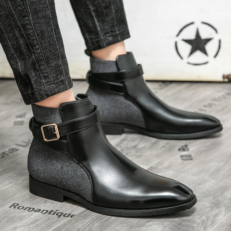 Fashion British Style High Top Elegant Men's Boots Fashion Patchwork Design Business Pointed Leather Boots Quality Chelsea Boots
Fashion British Style High Top Elegant Men's Boots Fashion Patchwork Design Business Pointed Leather Boots Quality Chelsea Boots