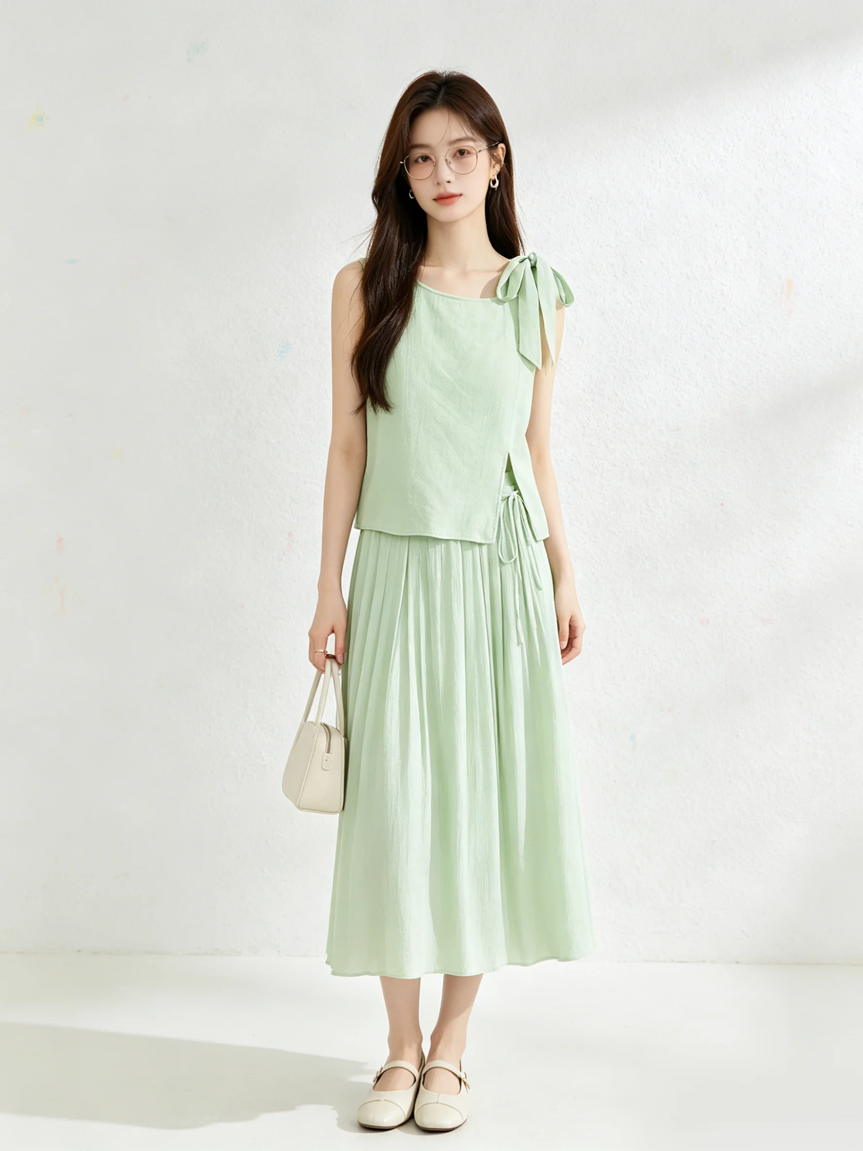 Korean Style Gentle Commuter Knot Strap Vest Skirt Two-Piece Set Summer Loose Feelings Outfit Casual Breathable Lig...
Korean Style Gentle Commuter Knot Strap Vest Skirt Two-Piece Set Summer Loose Feelings Outfit Casual Breathable Lig...