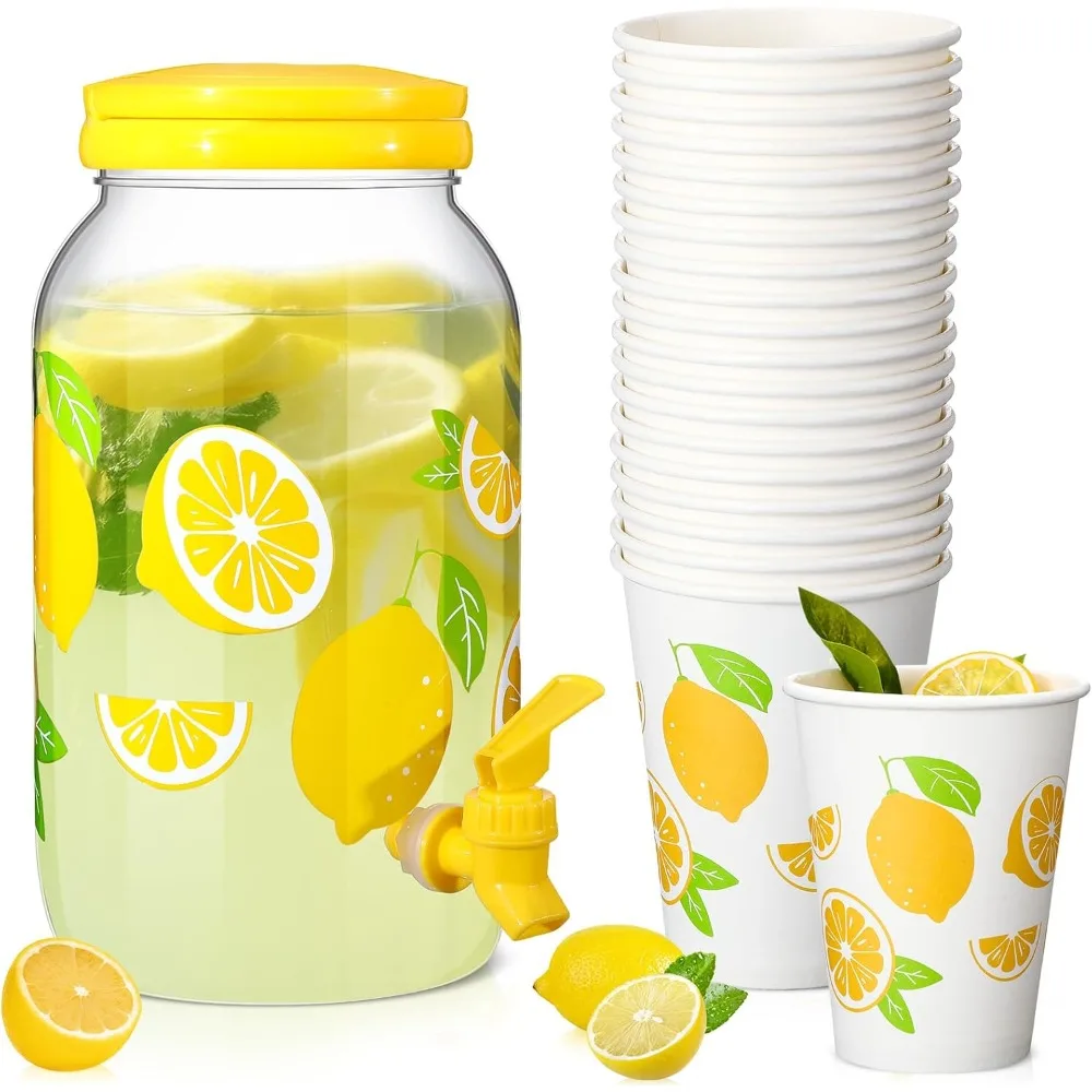 1 Gallon Lemon Plastic Drink Dispenser with 20 Pcs 12 oz Lemon Paper Party Cups 1 Gallon Kitchen Fridge Beverage Dispenser Plas
1 Gallon Lemon Plastic Drink Dispenser with 20 Pcs 12 oz Lemon Paper Party Cups 1 Gallon Kitchen Fridge Beverage Dispenser Plas