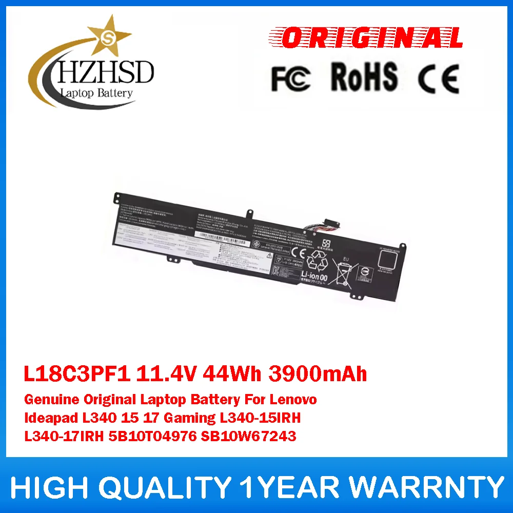 L18C3PF1 11,4 В 44 Втч 3900 мАч Оригинальный аккумулятор для ноутбука Lenovo Ideapad L340 17 Gaming L340-15IRH L340-17IRH 5B10T04976
L18C3PF1 11,4 В 44 Втч 3900 мАч Оригинальный аккумулятор для ноутбука Lenovo Ideapad L340 17 Gaming L340-15IRH L340-17IRH 5B10T04976
