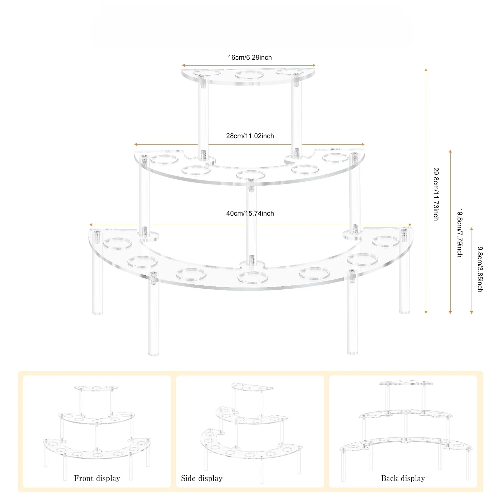Cupcake Holder Acrylic Dessert Stand For Ice Cream Display Three-tier Design Transparent Material Stable Base Support
Cupcake Holder Acrylic Dessert Stand For Ice Cream Display Three-tier Design Transparent Material Stable Base Support