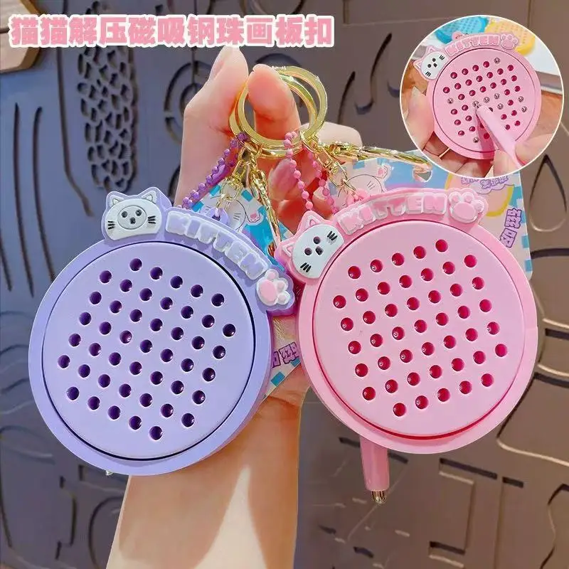Cartoon cat creative cute pressure-relieving magnetic steel ball drawing board practical keychain schoolbag pendant
Cartoon cat creative cute pressure-relieving magnetic steel ball drawing board practical keychain schoolbag pendant