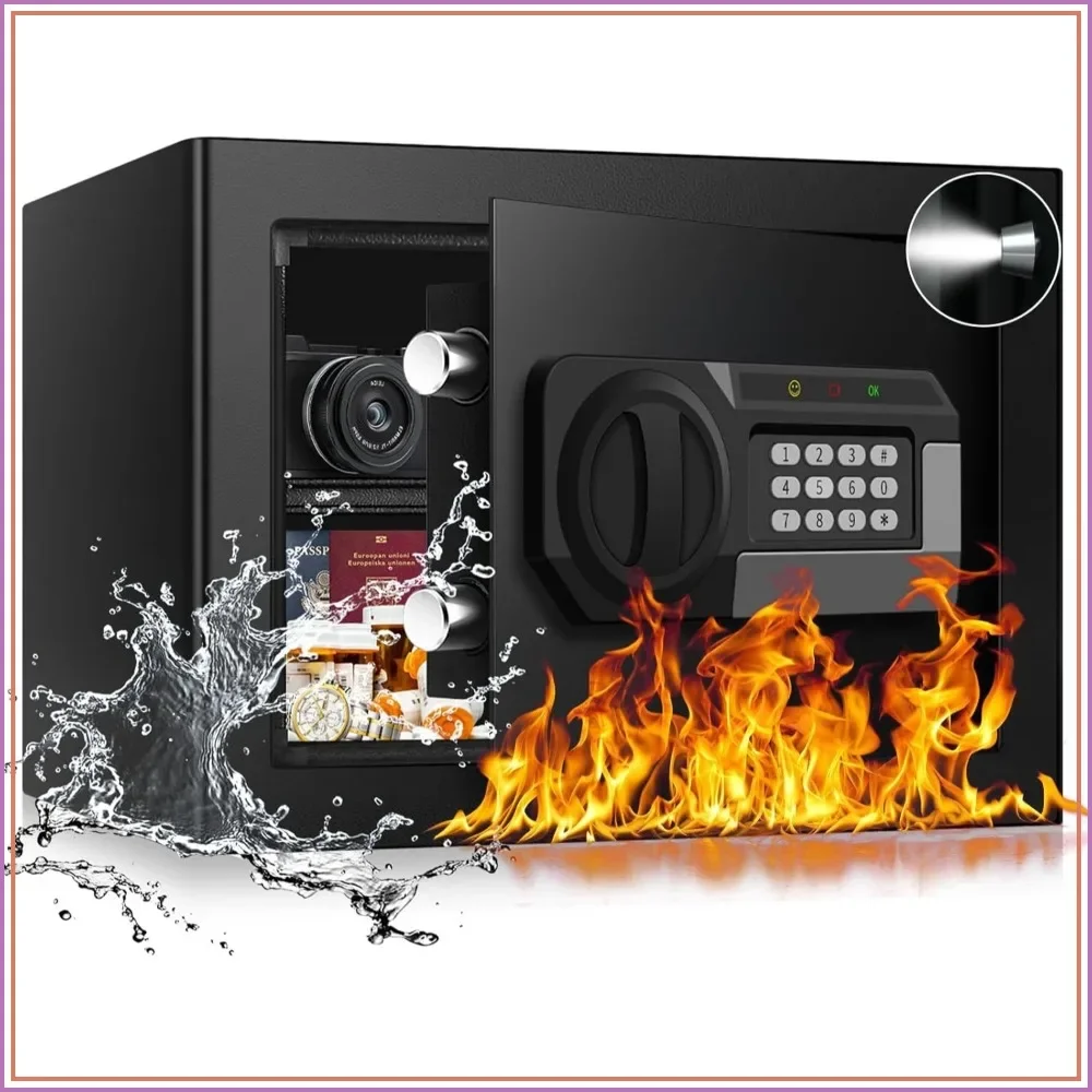 Compact Fireproof Safe Box 1.2 cu ft with Digital Keypad, Removable Shelf, and Anti-Theft Alarm for Home Security
Compact Fireproof Safe Box 1.2 cu ft with Digital Keypad, Removable Shelf, and Anti-Theft Alarm for Home Security
