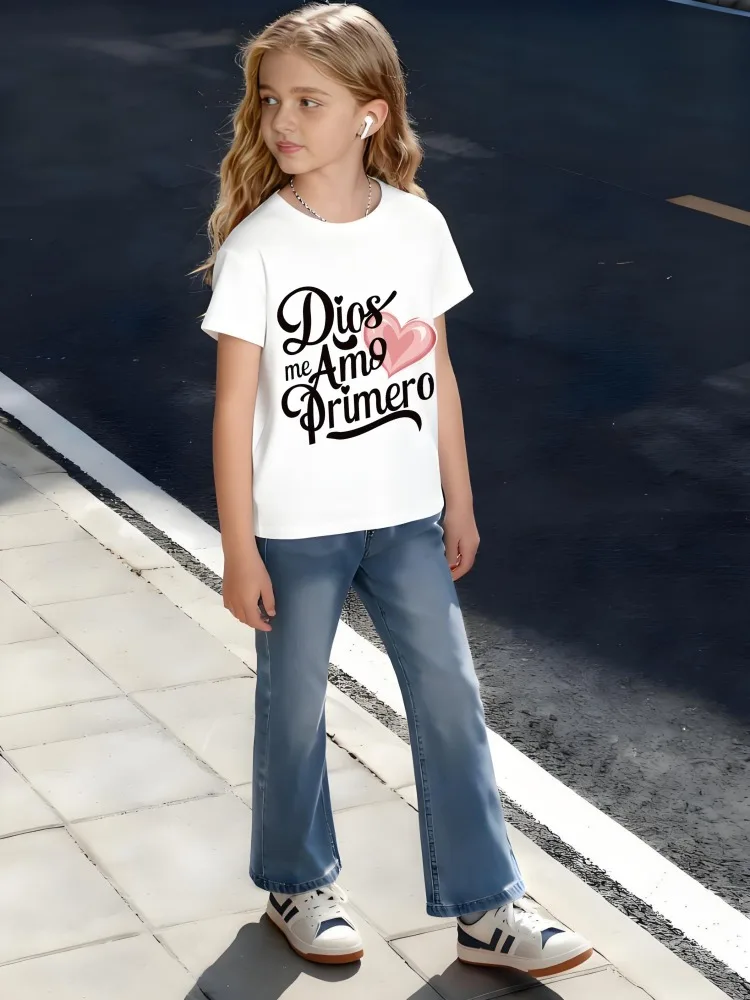 Kids Children's Cotton T-Shirt Dios Me Amo Primero Spanish Text with Heart Symbol for Boys Girls Inspirational Message Wear
Kids Children's Cotton T-Shirt Dios Me Amo Primero Spanish Text with Heart Symbol for Boys Girls Inspirational Message Wear
