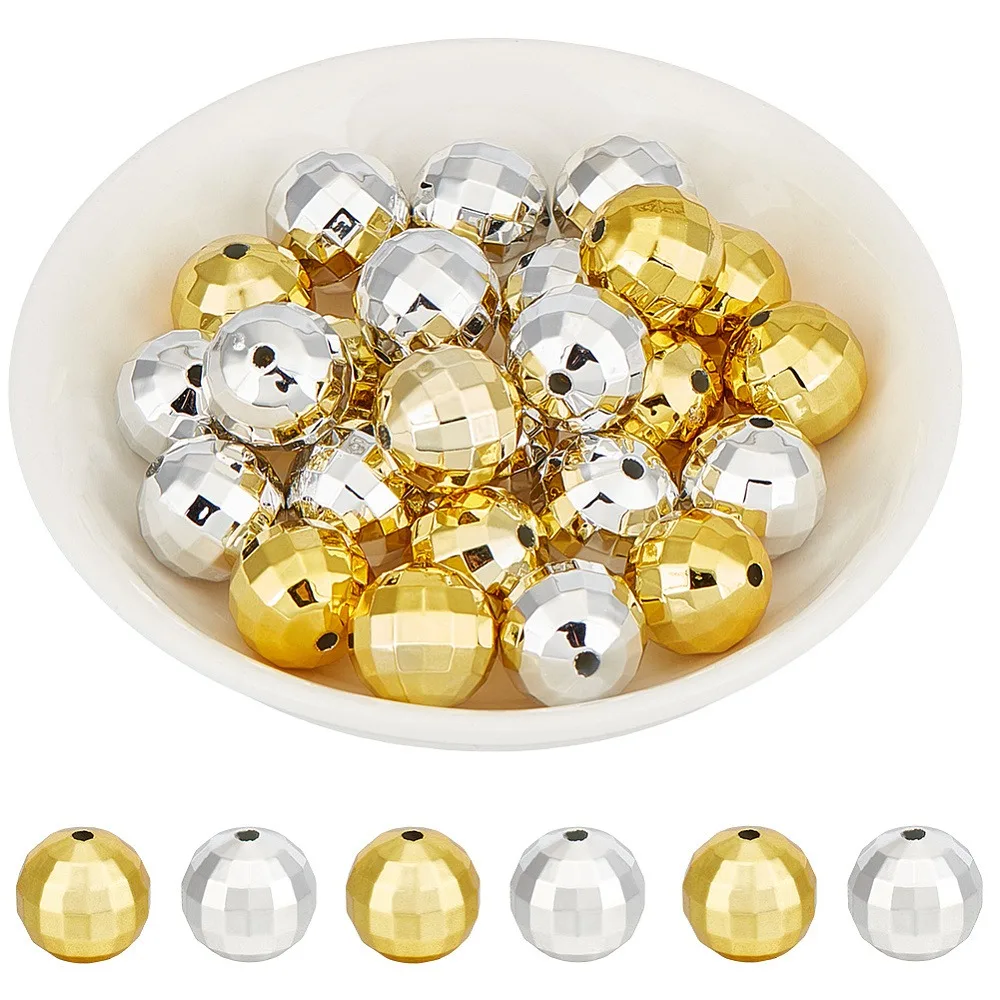 40pc 2 colors Plated Acrylic Beads Faceted Round Mixed Color 16mm Hole: 2.3mm
40pc 2 colors Plated Acrylic Beads Faceted Round Mixed Color 16mm Hole: 2.3mm