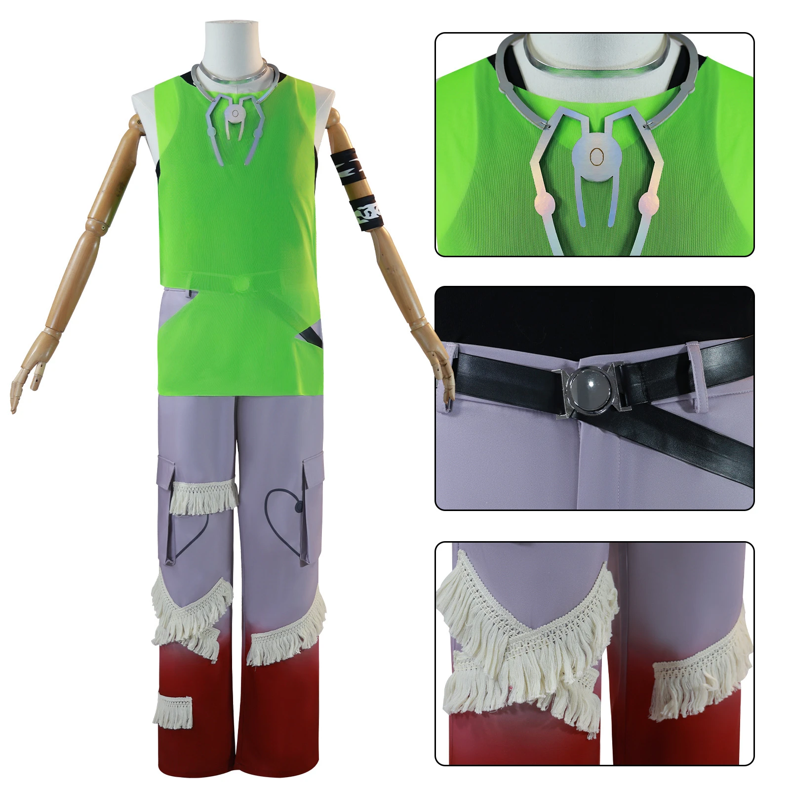Anime Till Cosplay Costume Unisex Green Sleeveless Vest Cargo Pants Set Black Armband Necklace Performances Outfit Halloween
Anime Till Cosplay Costume Unisex Green Sleeveless Vest Cargo Pants Set Black Armband Necklace Performances Outfit Halloween